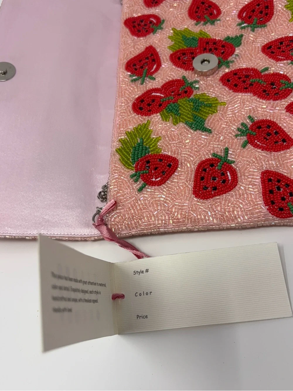 Pink Strawberry Beaded Tianany Clutch